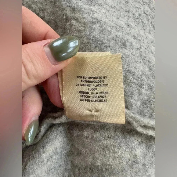 NWOT Anthropologie Knitted And Knotted Gray Gold Floral Wool Peplum Dress Large - Picture 5 of 8